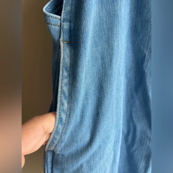 Muji Women Blue Denim Pockets Dress Small - Picture 4 of 8